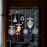 Новорічні наклейки на вікно Гірлянда Сніжинки Бурульки Сніг декор Новий рік кульки на ниточках глянець Білий