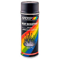 Термостійка фарба спрей чорна матова Motip Heat Resistant Spray Black 400мл