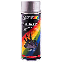 Термостойкая краска спрей серебристая матовая Motip Heat Resistant Spray Silver 400мл