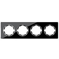 Рамка стеклянная OneKeyElectro, серия Garda, горизонтальная, на 4 прибора, цвет чёрный