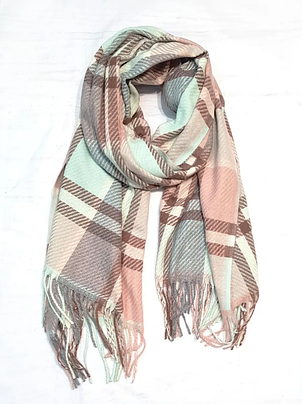 Теплий кашеміровий шарф Сарлет 180*65 см пудра/м'ятний, фото 1