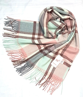 Теплий кашеміровий шарф Сарлет 180*65 см пудра/м'ятний, фото 2