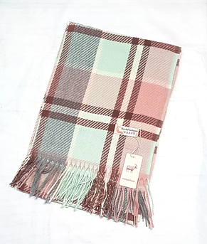 Теплий кашеміровий шарф Сарлет 180*65 см пудра/м'ятний, фото 3