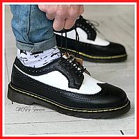 Туфли мужские и женские Dr. Martens low black white / ботинки др. Мартенс низкие черные белые 39