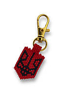 Брелок на Ключи с Бисера Красный Фон Черный Герб Украины
