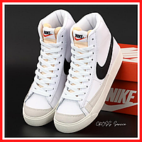 Кроссовки женские и мужские Nike Blazer Mid white / Найк Блейзер белые высокие