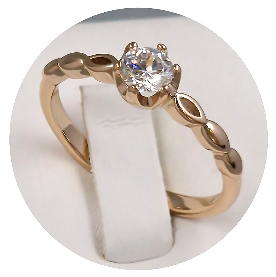 Каблучка XР. Позолота 18К. Камені: білий циркон. Є: 19р 20р