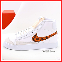 Кроссовки женские Nike Blazer Mid white / Найк Блейзер белые высокие