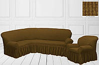 Чохол на кутовий диван та крісло жатка ТМ Kayra колір гірчичний