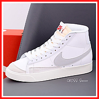 Кроссовки женские Nike Blazer Mid white / Найк Блейзер белые высокие