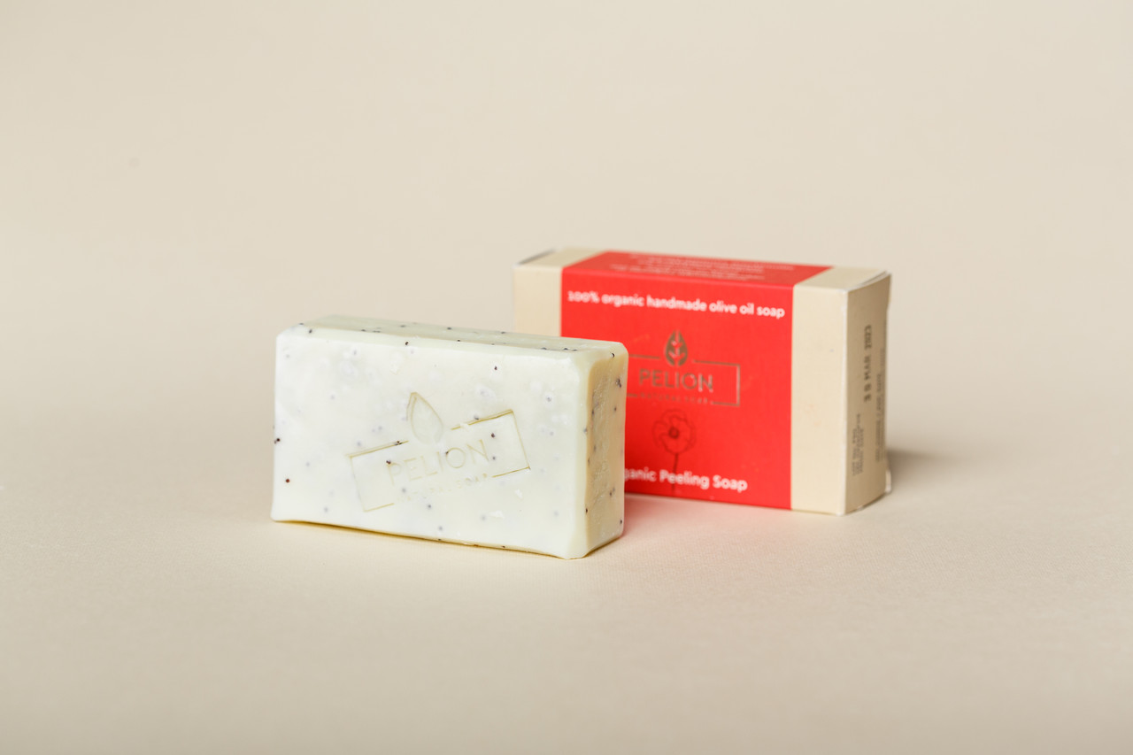 Органічне оливкове мило ручної роботи Макове (Pelion Natural Soap), 135g., Греція