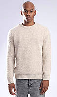 Мужской свитер вязаный махра (бежевый меланж) красивый стильный молодежный под горло Аtk231026 TAS MELANJ
