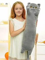 Качественная плюшевая игрушка обнимашка Кот Батон 70 см Серый