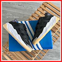 Кроссовки женские и мужские Adidas Niteball black white / Адидас Найтбалл черно-белые