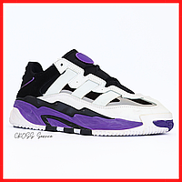 Кроссовки женские и мужские Adidas Niteball white violet / Адидас Найтбалл белые фиолетовые