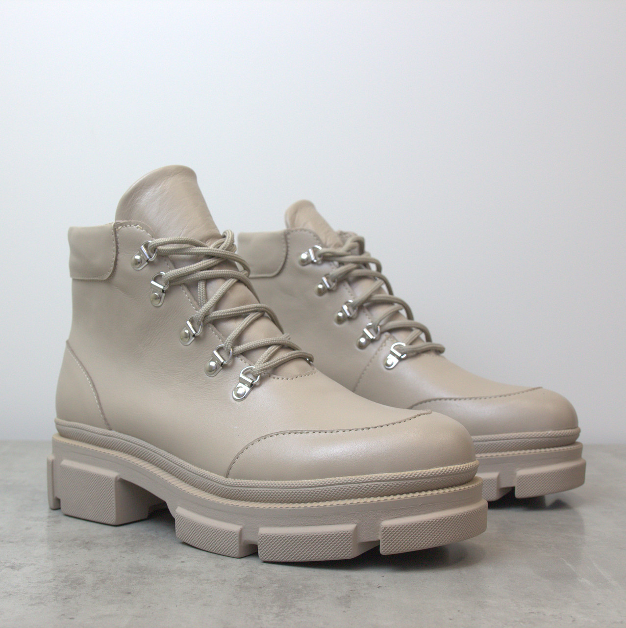 Кавові напівчеревики шкіряні на байці демісезонне жіноче взуття великих розмірів 40 44 Gerda Latte BS, фото 1