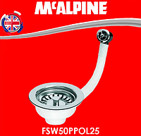 Слив для кухонной мойки с круглым переливом 1.1/2"x113 мм FSW50PPOL25 McAlpine