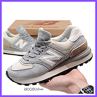 Кроссовки женские и мужские New Balance 574 beige / Нью Беланс 574 бежевые замш