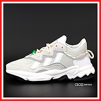 Кроссовки женские Adidas Ozweego gray white / Адидас Озвиго серые белые рефлективные