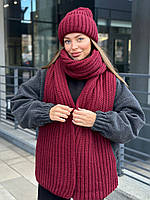 Женский комплект «Мрия» шапка + шарф Бордовый