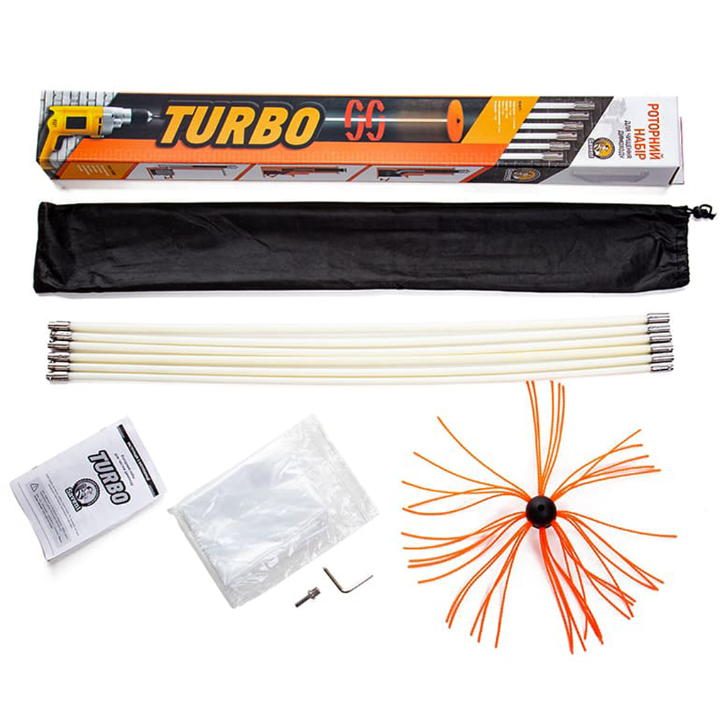 Роторний набір Savent Turbo (1 метр х 5 шт) для чистки димоходу дрилем (80058)