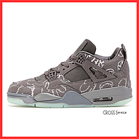 Кроссовки мужские Nike Air Jordan 4 gray / Найк аир Джордан 4 серые высокие фосфорная подошва 40