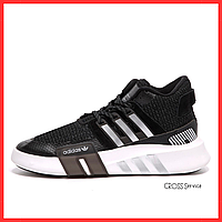 Кроссовки мужские Adidas Equipment black / Адидас Еквипмент черные высокие рефлективные