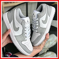 Кроссовки женские Nike Jordan Retro 1 Low gray / кеды Найк аир Джордан Ретро 1 низкие белые серые 39