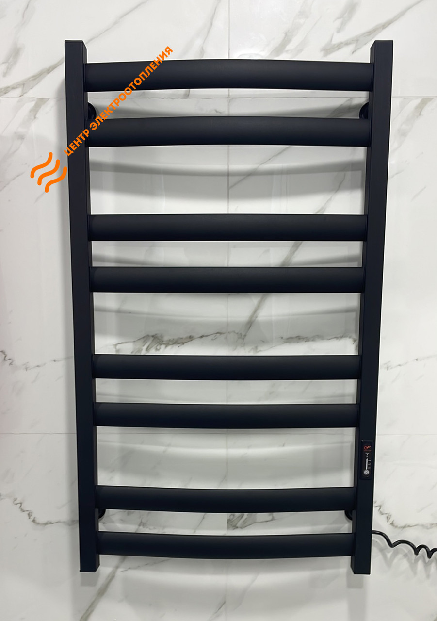 Рушникосушка електрична Flyme Black EF 900R (терморегулятор, таймер) праве підключення, фото 1