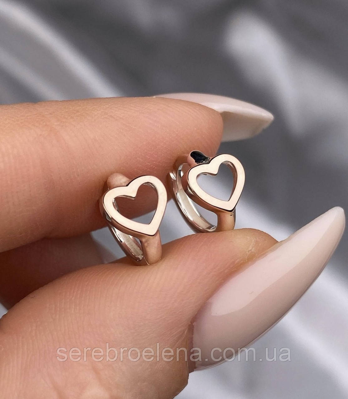 Сережки Кільця срібні з золотом д.1, фото 1