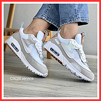 Кроссовки женские Nike air max 90 white beige / Найк аир макс 90 белые бежевые