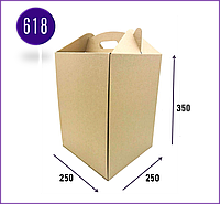 Картонные коробки для тортов 250х250х350 Коричневая коробка для кондитерки высокая