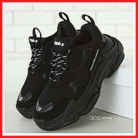 Кроссовки женские и мужские Balenciaga Triple-S black / Баленсиага Трипл С черные