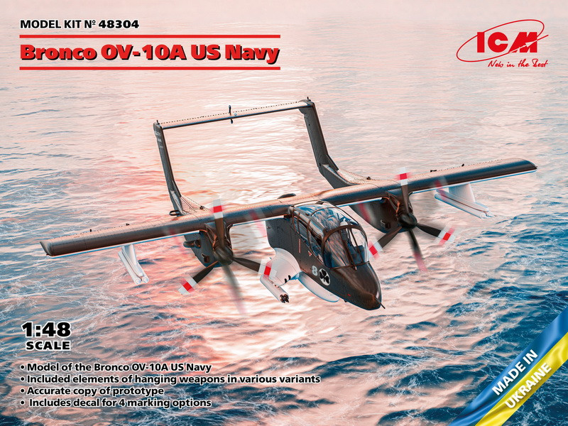 Пластикова модель 1/48 ICM 48304 американський штурмовий літак Bronco OV-10A US Navy