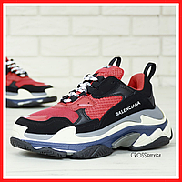 Кроссовки женские Balenciaga Triple-S red black / Баленсиага Трипл С красные черные