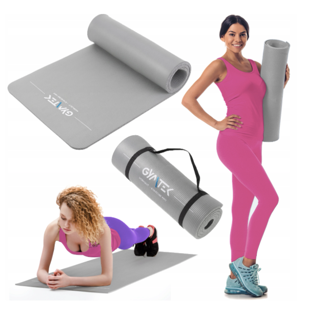 Килимок для йоги та фітнесу Gymtek NBR 1,5 см сірий (йога мат) нековзкий, фото 1