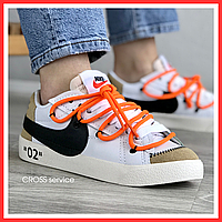 Кроссовки женские и мужские Nike Blazer 77 white orange / Найк Блейзер белые