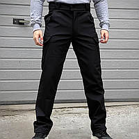 Мужские брюки Softshell Peak Черные/ Флисовые теплые штаны на зиму/ Водонепроницаемые штаны с карманами