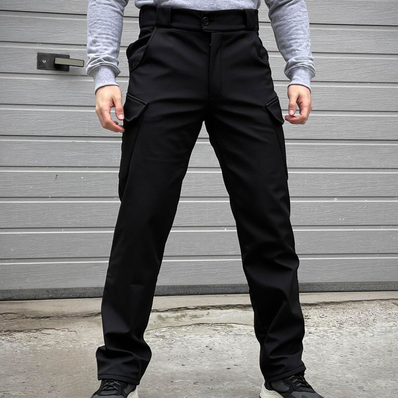 Чоловічі штани Softshell Peak Чорні/ Флісові теплі штани на зиму/ Водонепроникні штани з кишенями
