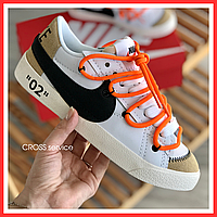 Кроссовки мужские и женские Nike Blazer 77 white orange / Найк Блейзер белые
