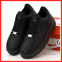 Кроссовки женские и мужские Nike Air Force 1 black / кеды Найк аир Форс 1 черные низкие
