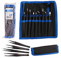 Набір прецизійних пінцетів 9 од. GEKO G02709