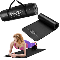 Коврик (мат) для йоги и фитнеса Gymtek NBR 1,5 см черный