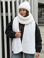 Женский комплект «Мрия» шапка + шарф Белый