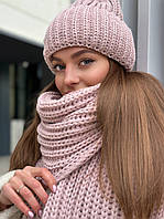 Женский комплект «Мрия» шапка + шарф Пудра