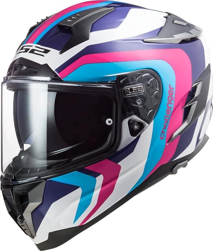 МОТОШОЛОМ ЗАКРИТИЙ LS2 FF327 CHALLENGER GALACTIC КОЛІР WHITE BLUE PINK