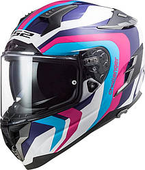 МОТОШОЛОМ ЗАКРИТИЙ LS2 FF327 CHALLENGER GALACTIC КОЛІР WHITE BLUE PINK