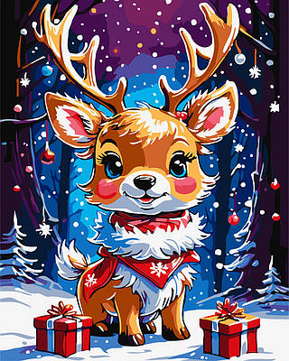 Картина за номерами 40×50 см Новорічне оленятко Kontur DS0562