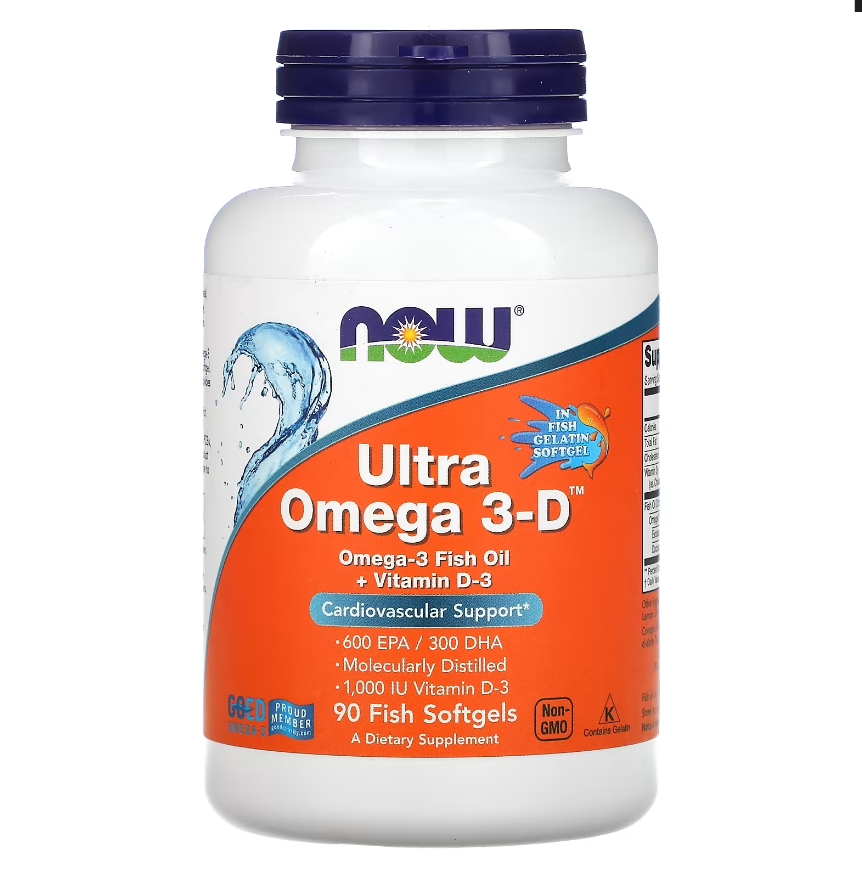 NOW Foods, Ultra Omega 3-D, 600 мг ЕПК / 300 мг ДГК, 90 капсул