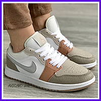 Кроссовки женские Nike Jordan Retro 1 Low beige / кеды Найк аир Джордан ретро 1 низкие бежевые